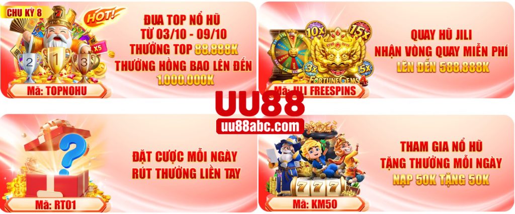 Khuyến mãi uu88 giá trị lớn và liên tục